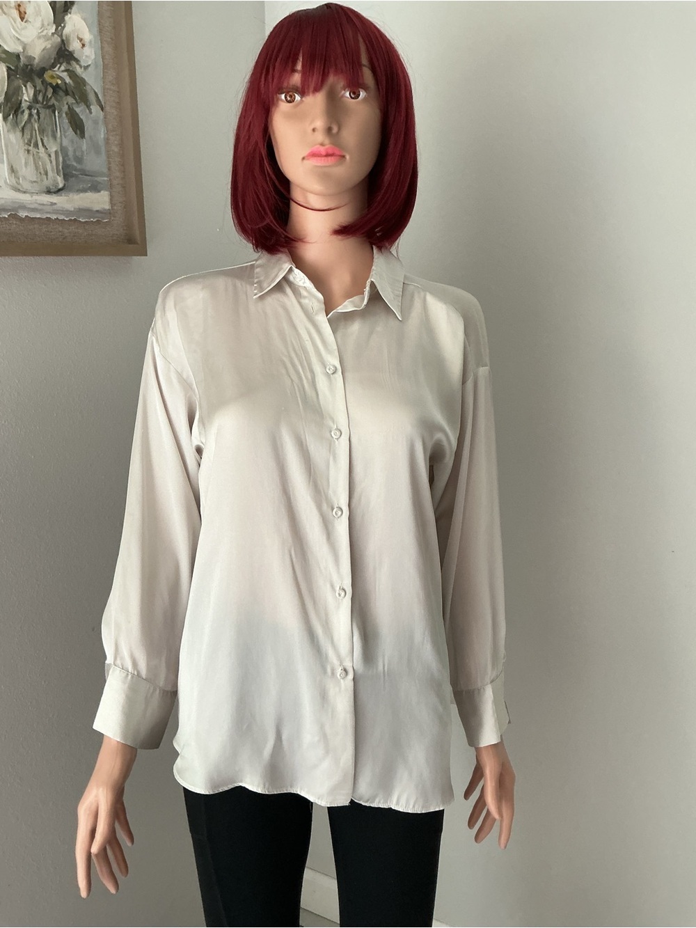 Zara Cream Button-Down Blouse